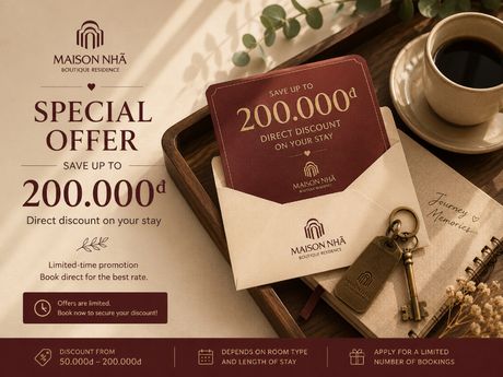 Ưu đãi giảm trực tiếp lên đến 200.000 đồng cho kỳ lưu trú